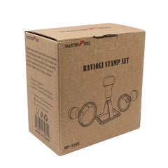 MASTER FENG Ravioli Stamp Maker Cutter with Roller Wheel Set, Mold with Wooden Handle and Fluted Edge, Pasta Press Kitchen Attachment (MF-146)