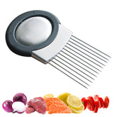2024 Upgraded Onion Holder for Slicing, Stainless Steel Onion Slice Holder Lemon Slicer Vegetable Cutter, Home Kitchen Tools Onion Holder for Slicing, Meat, Onion, Potato, Tomato (A-1Pcs)