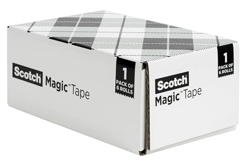 Scotch Magic Tape, Invisible, Repair Christmas Cards and Use as Holiday Gift Wrap Supplies for Christmas, 6 Tape Rolls With Dispensers