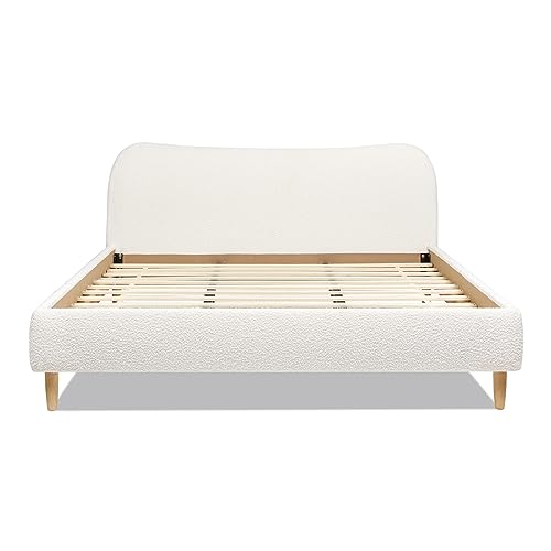 Jennifer Taylor Home Roman Curved Headboard Boucle Upholstered Modern Platform Bed Frame