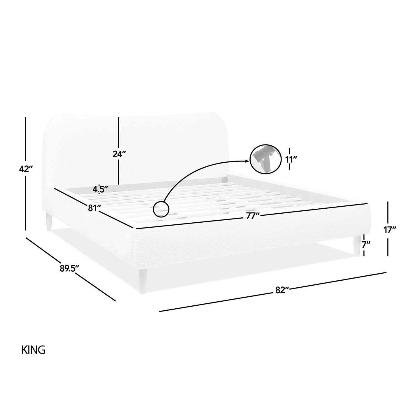 Jennifer Taylor Home Roman Curved Headboard Boucle Upholstered Modern Platform Bed Frame