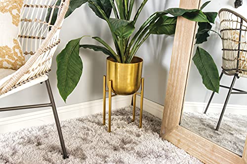 CosmoLiving by Cosmopolitan Metal Indoor Outdoor Planter Dome Large Planter Pot with Removable Stand, Set of 2 Planters 19", 22"H, Gold