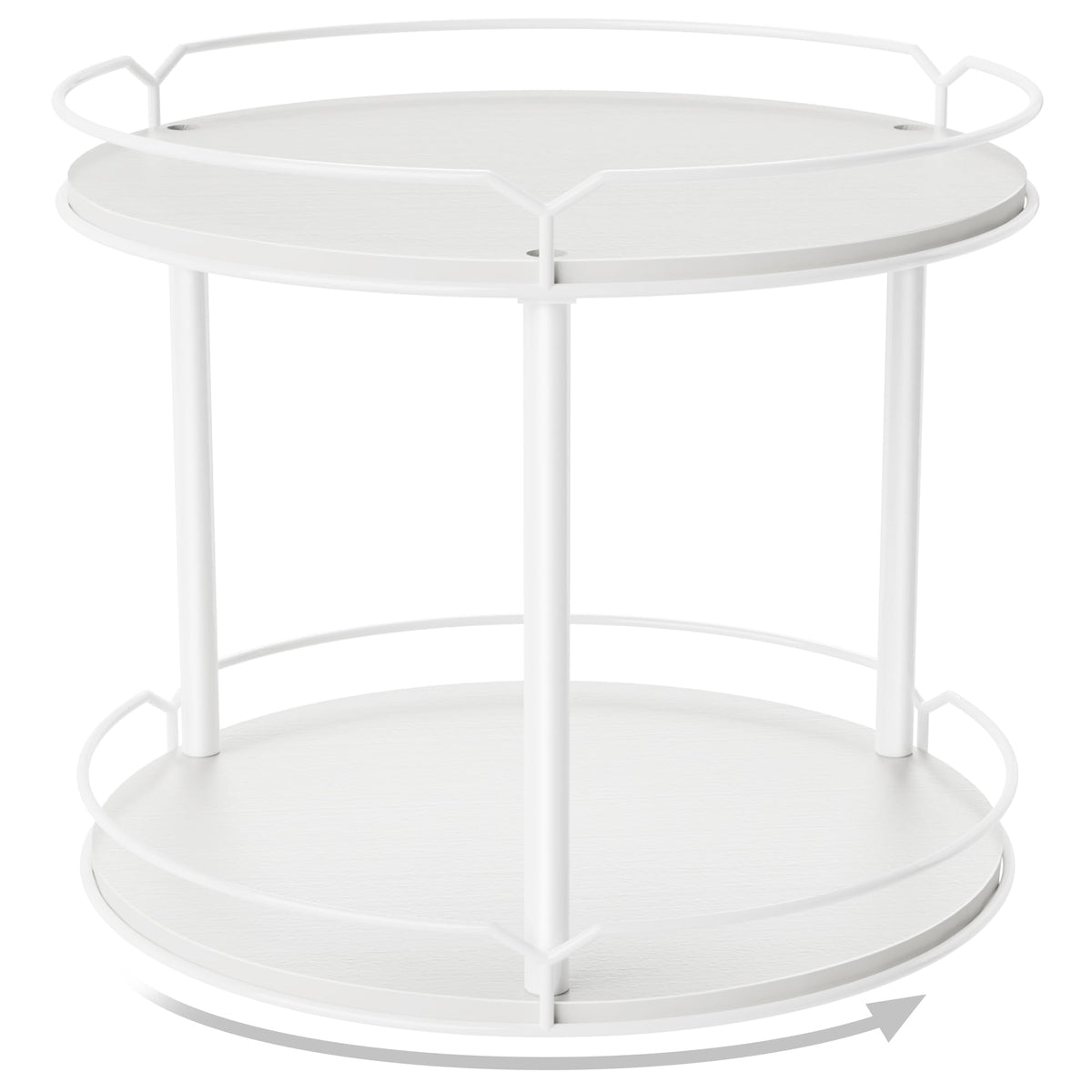 MUTUALUS Lazy Susan Organizer 2 Tier - 12.4" Turntable Spice Rack for Table Top, Wooden Rotating Lazy Susan for Cabinet Pantry Kitchen Countertop Dining Table Cupboard Bathroom Vanity Storage (White)