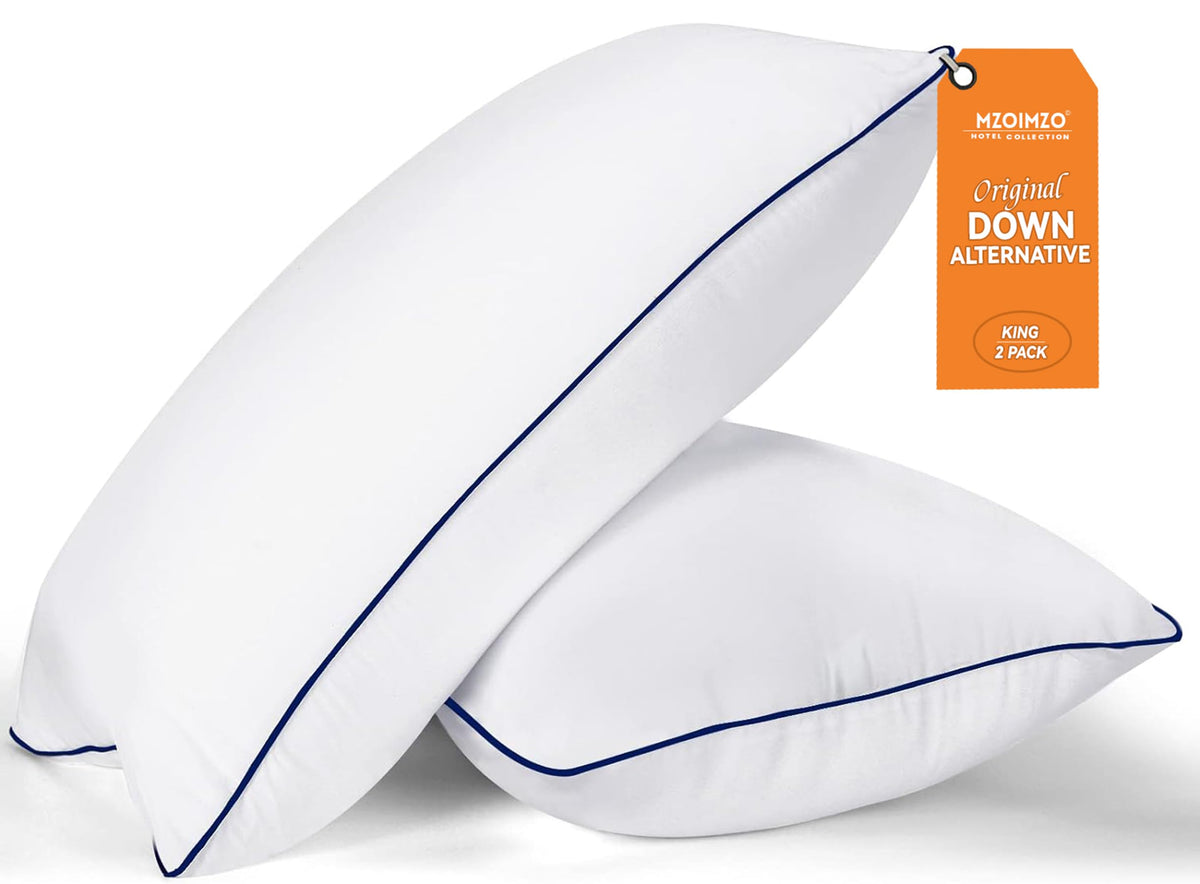 MZOIMZO Bed Pillows for Sleeping- King Size, Set of 2, Cooling Hotel Quality with Premium Soft Down Alternative Fill for Back, Stomach or Side Sleepers