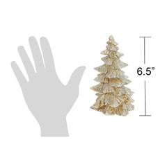 Raz Set of 3 Champagne Gold Glittered Christmas Trees- 6.5 inches to 9.5 inches Tall