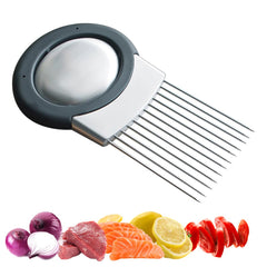 2024 Upgraded Onion Holder for Slicing, Stainless Steel Onion Slice Holder Lemon Slicer Vegetable Cutter, Home Kitchen Tools Onion Holder for Slicing, Meat, Onion, Potato, Tomato (A-1Pcs)