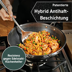 HexClad Hybrid Nonstick 12-Inch Wok, Stay-Cool Handle, Dishwasher and Oven Safe, Compatible with All Cooktops, Induction Ready