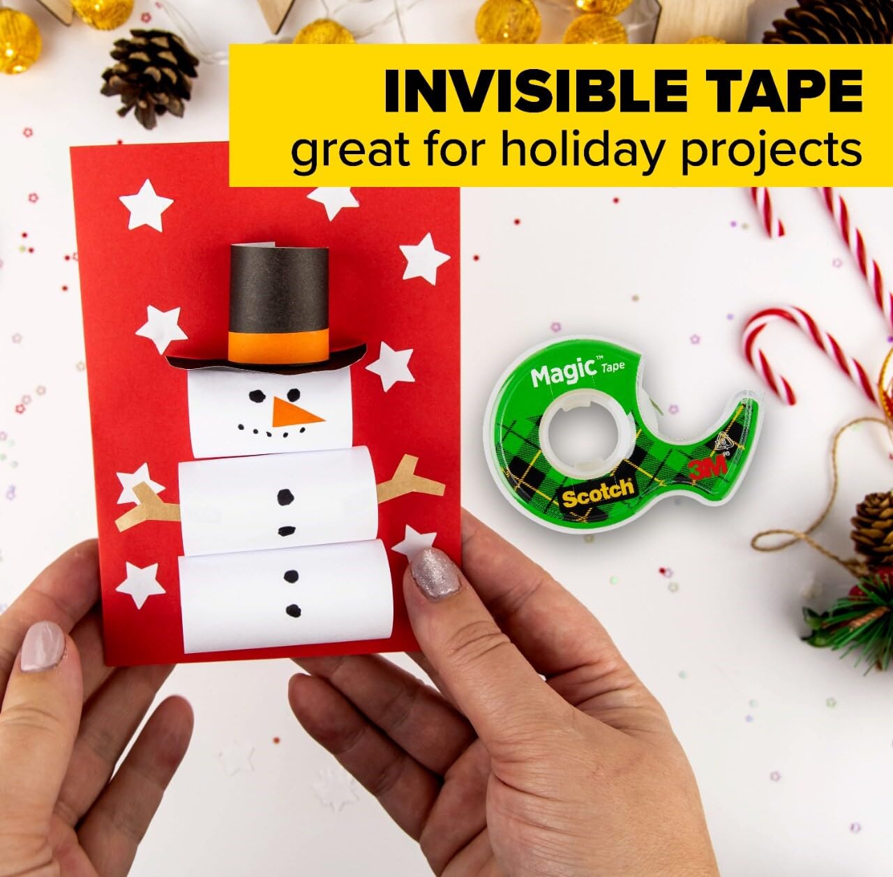 Scotch Magic Tape, Invisible, Repair Christmas Cards and Use as Holiday Gift Wrap Supplies for Christmas, 6 Tape Rolls With Dispensers