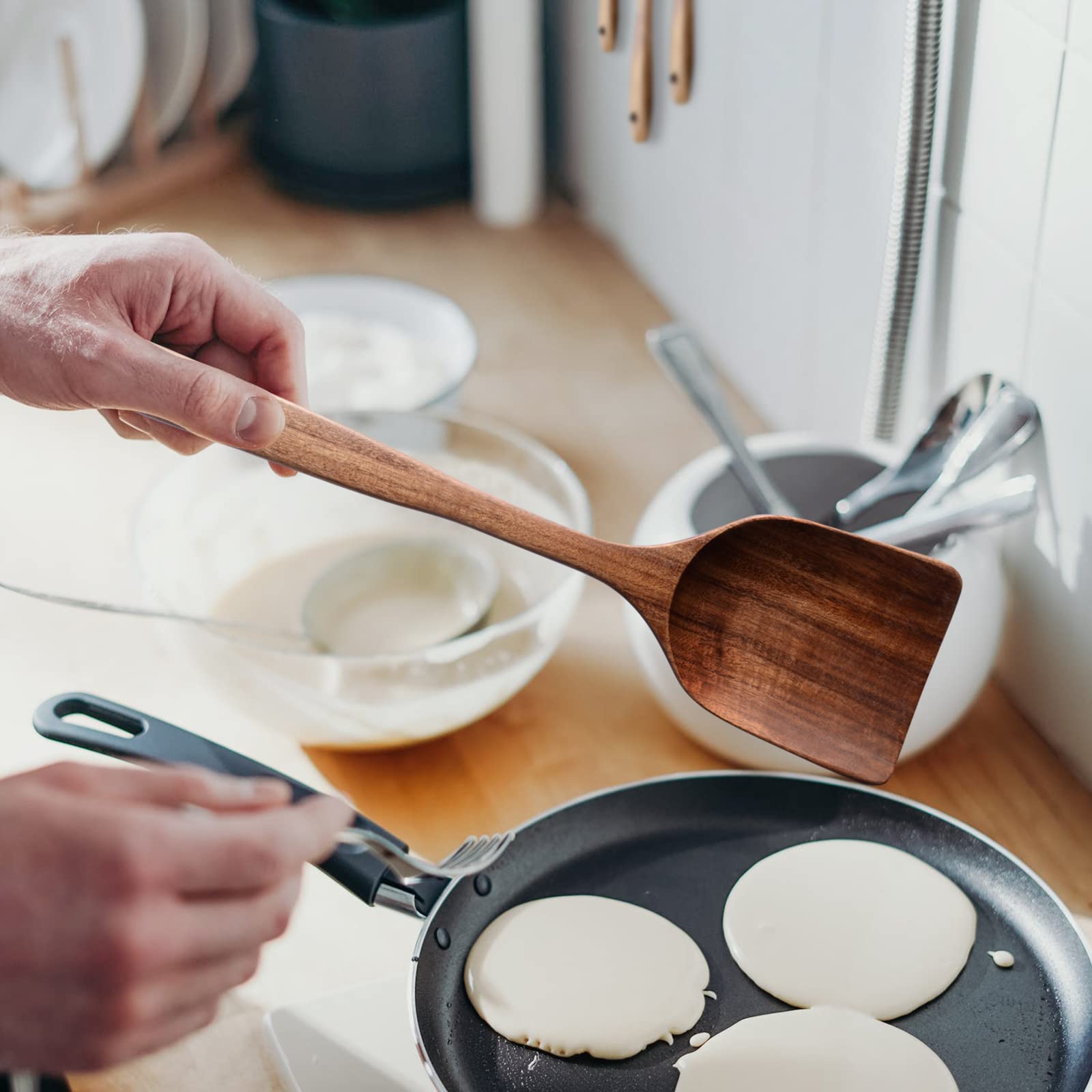 Wooden Spoons for Cooking,12 Pack Wooden Utensils for Cooking Wooden Kitchen Utensils Set Wooden Cooking Utensils Natural Teak Wooden Spatulas for Cooking