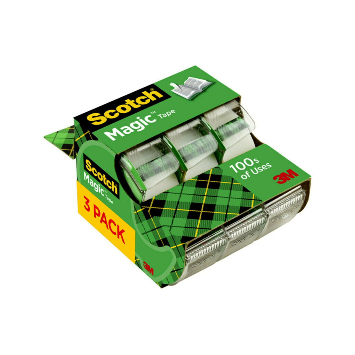 Scotch Magic Tape, Repair Christmas Cards and Use as Holiday Gift Wrap Supplies for Christmas, 3/4 x 300 Inches, 3 Dispensered Rolls