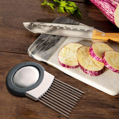 2024 Upgraded Onion Holder for Slicing, Stainless Steel Onion Slice Holder Lemon Slicer Vegetable Cutter, Home Kitchen Tools Onion Holder for Slicing, Meat, Onion, Potato, Tomato (A-1Pcs)