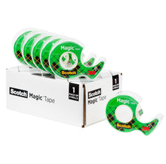 Scotch Magic Tape, Invisible, Repair Christmas Cards and Use as Holiday Gift Wrap Supplies for Christmas, 6 Tape Rolls With Dispensers