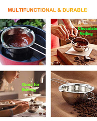 Stainless Steel Double Boiler Pot for Melting Chocolate, Candy and Candle Making (18/8 Steel, 2 Cup Capacity, 480ML)