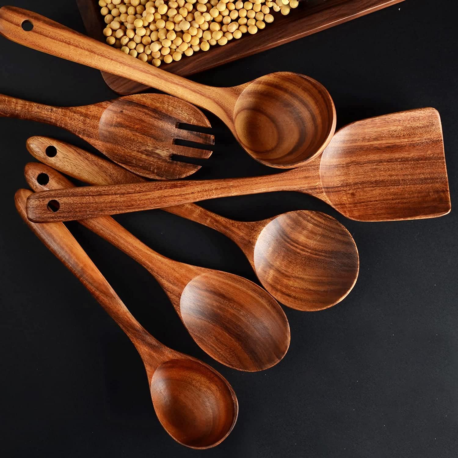 Wooden Spoons for Cooking,12 Pack Wooden Utensils for Cooking Wooden Kitchen Utensils Set Wooden Cooking Utensils Natural Teak Wooden Spatulas for Cooking