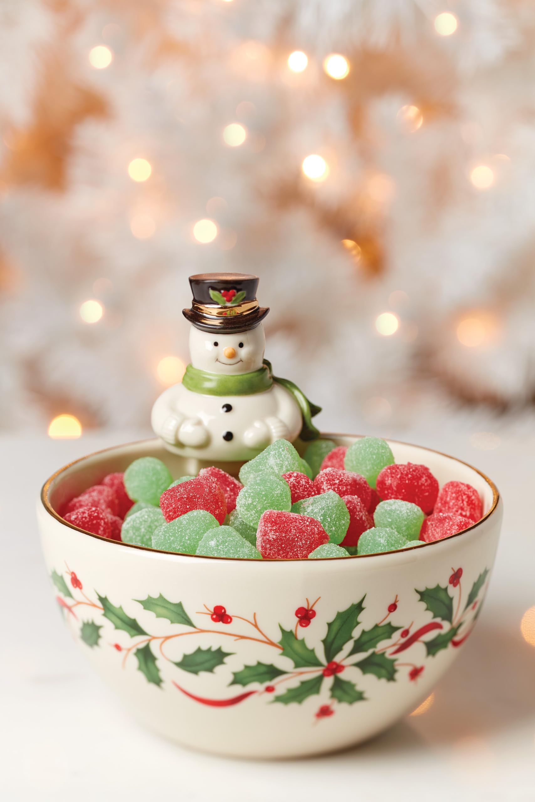 Lenox Holiday Snowman Bowl, 1.10, Red & Green