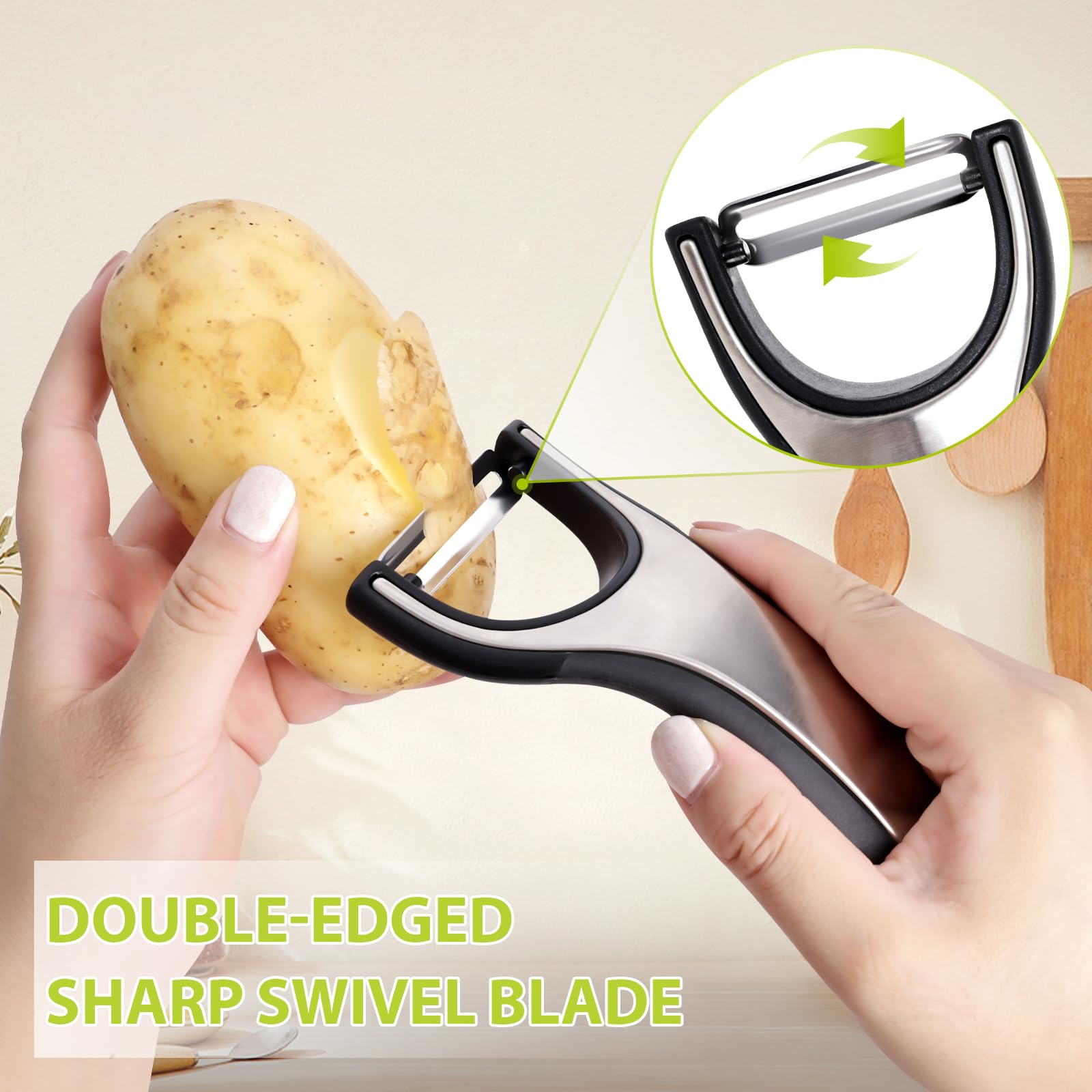 NegaiSakuhin Premium Vegetable Peeler for Kitchen, Potato Peeler with Anti-Slip Handle, Veggie Peeler for Potato Carrot Cucumber, Veg Y Peeler