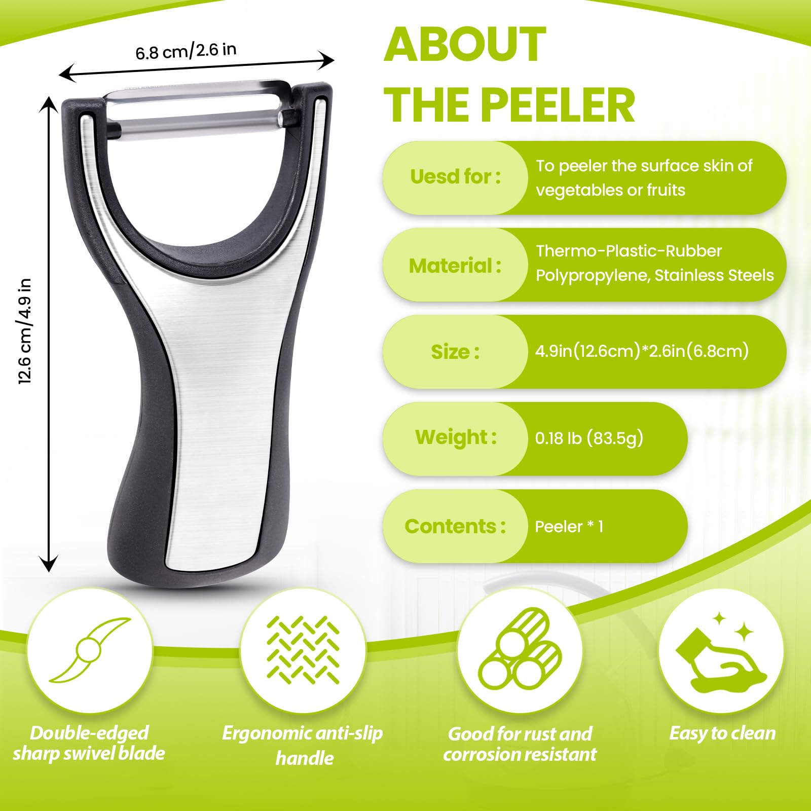 NegaiSakuhin Premium Vegetable Peeler for Kitchen, Potato Peeler with Anti-Slip Handle, Veggie Peeler for Potato Carrot Cucumber, Veg Y Peeler