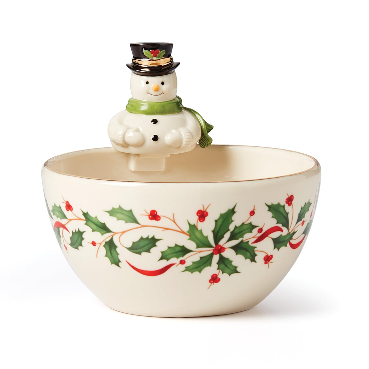 Lenox Holiday Snowman Bowl, 1.10, Red & Green