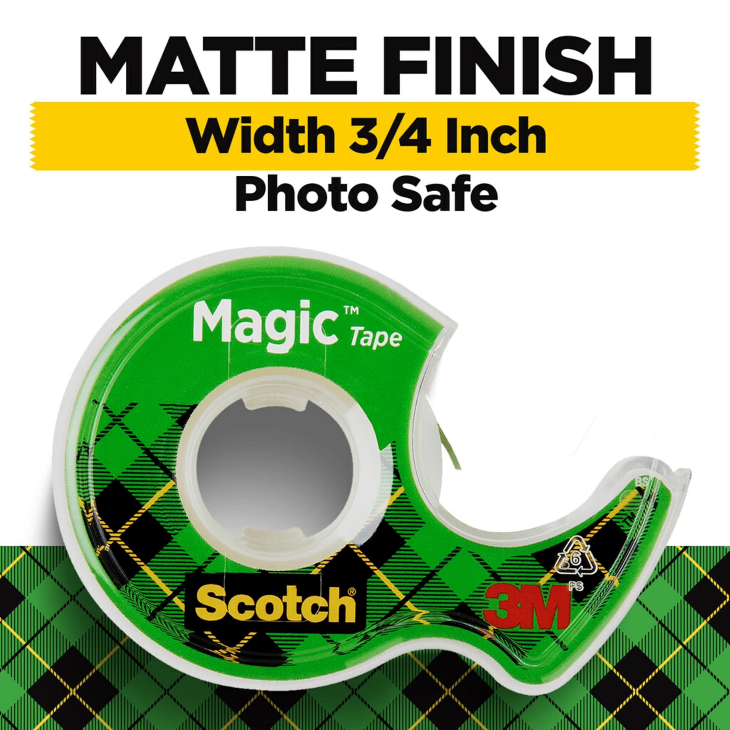 Scotch Magic Tape, Repair Christmas Cards and Use as Holiday Gift Wrap Supplies for Christmas, 3/4 x 300 Inches, 3 Dispensered Rolls