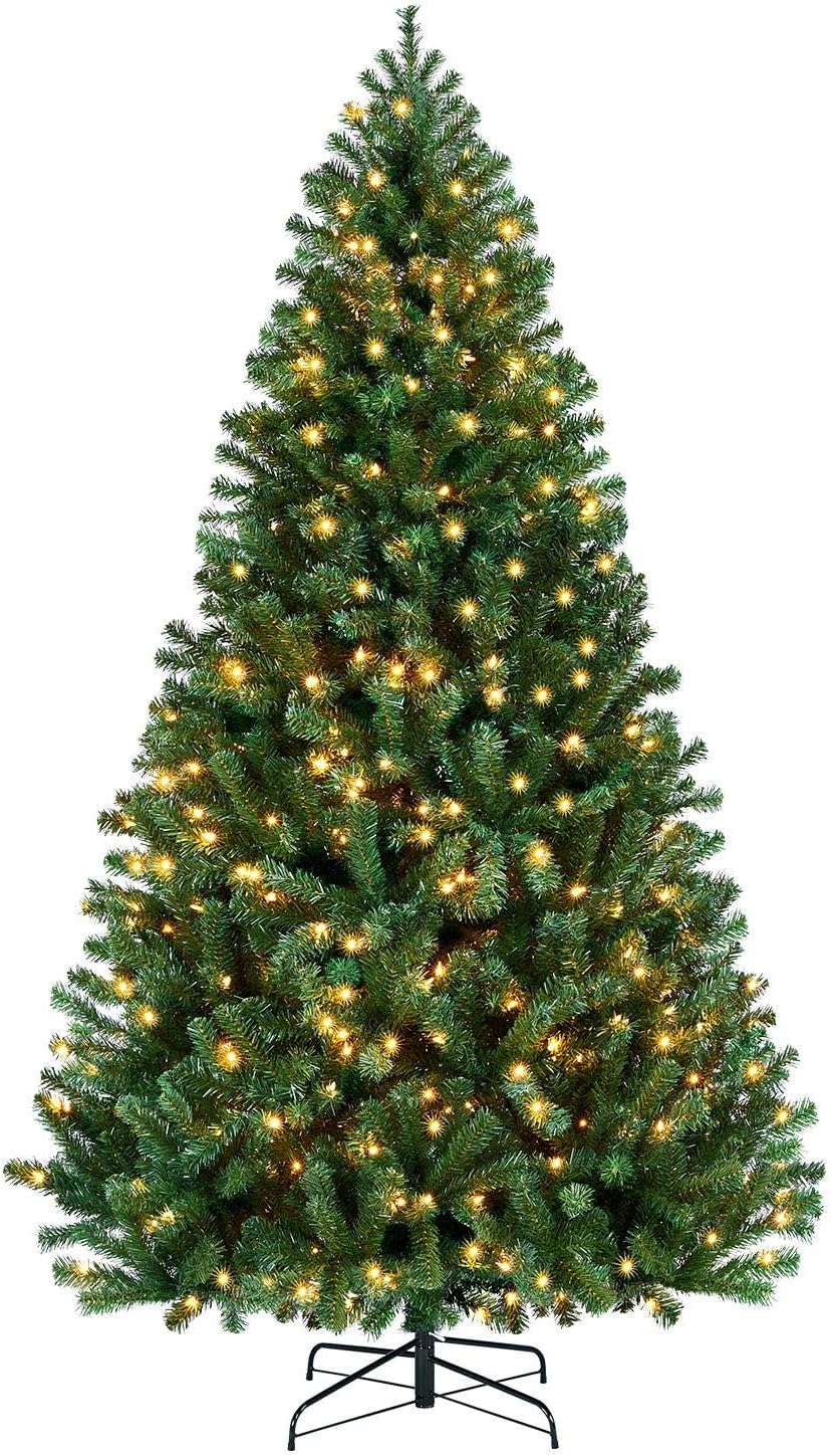 Seasonal Expressions 7.5 Ft. Premium 1480 Tips Extra Full Spruce Artificial Holiday Christmas Tree for Home - Easy Assembly - Prelit with 400 ct. White LED Lights