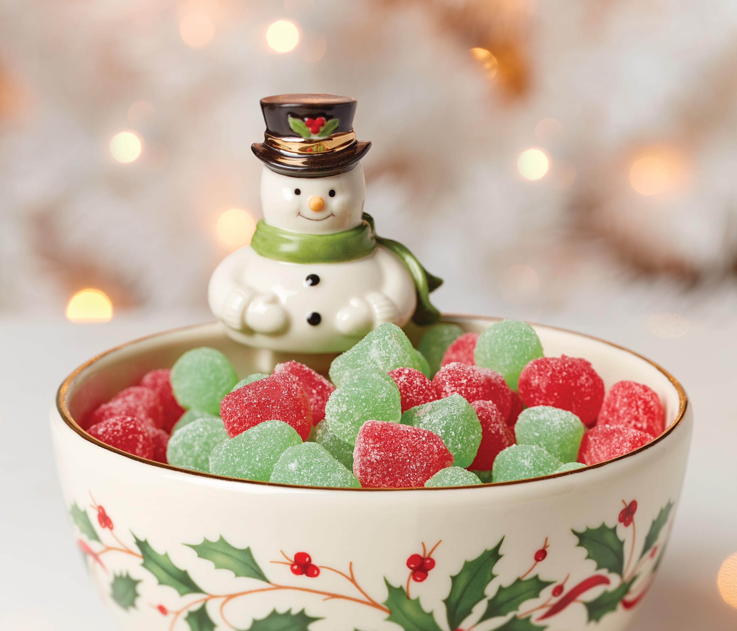 Lenox Holiday Snowman Bowl, 1.10, Red & Green