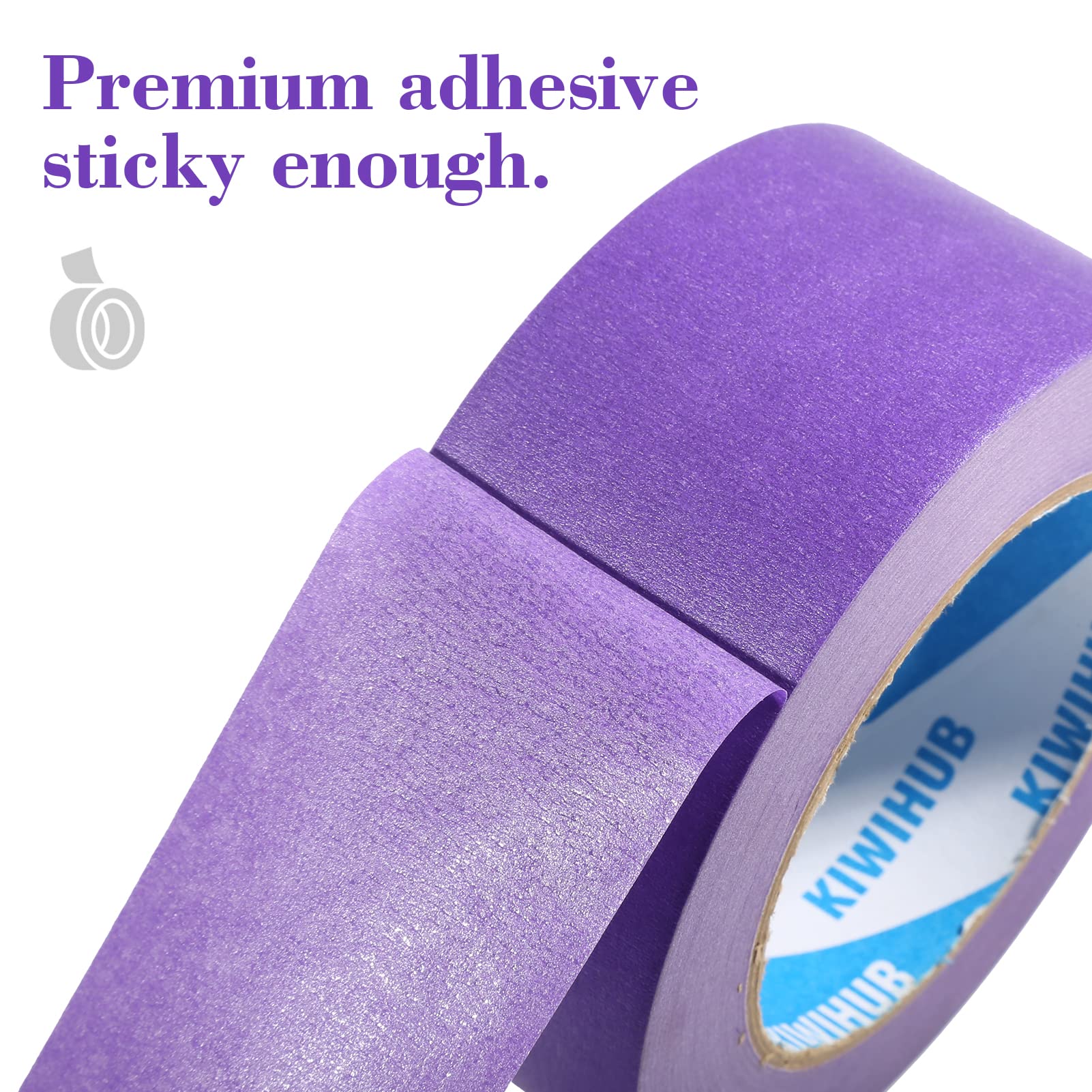 KIWIHUB Purple Painters Tape,2 inch x 60 Yards x 3 Rolls (180 Yards Total) - Medium Adhesive Masking Tape for Painting,Labeling,DIY Crafting,Decoration and School Projects