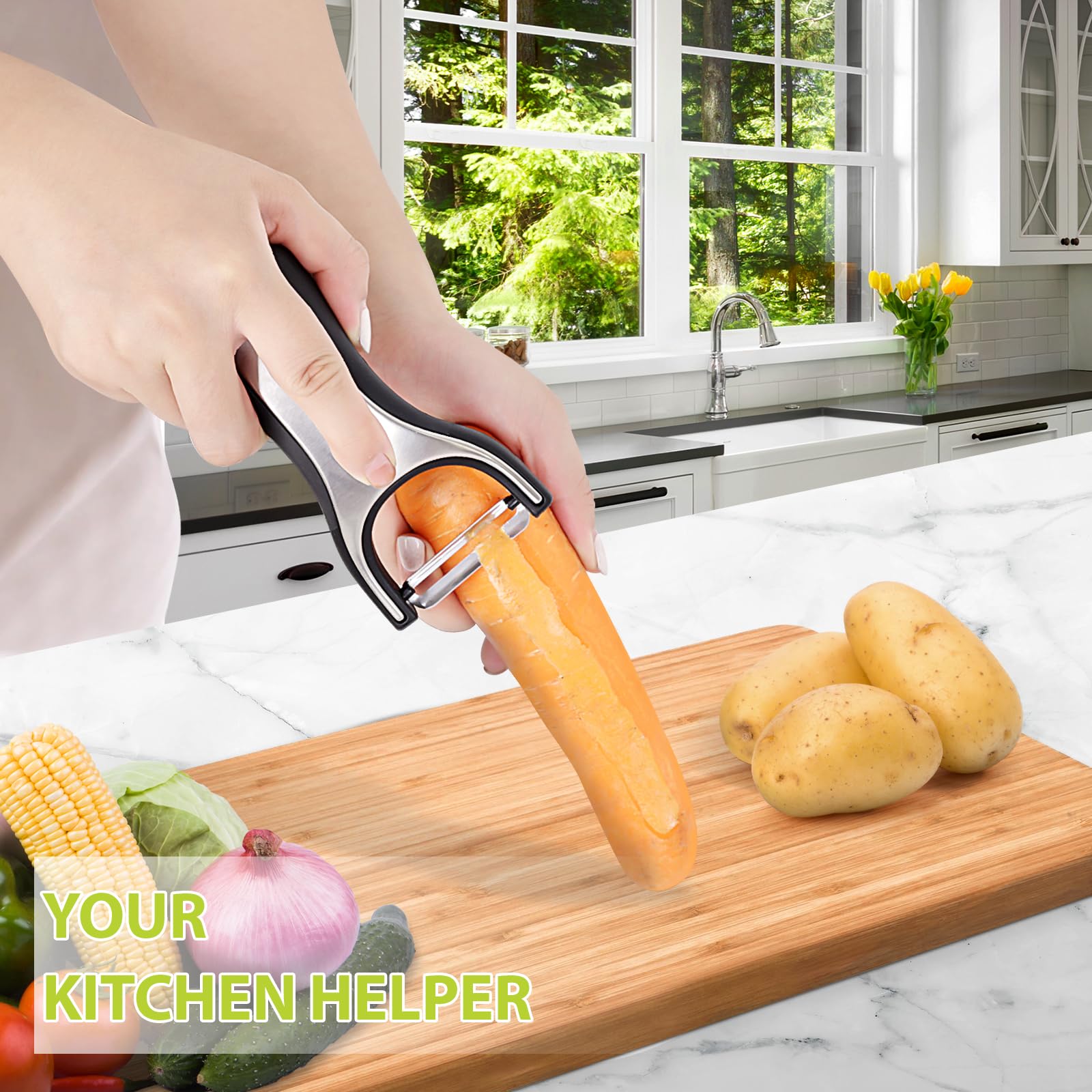 NegaiSakuhin Premium Vegetable Peeler for Kitchen, Potato Peeler with Anti-Slip Handle, Veggie Peeler for Potato Carrot Cucumber, Veg Y Peeler