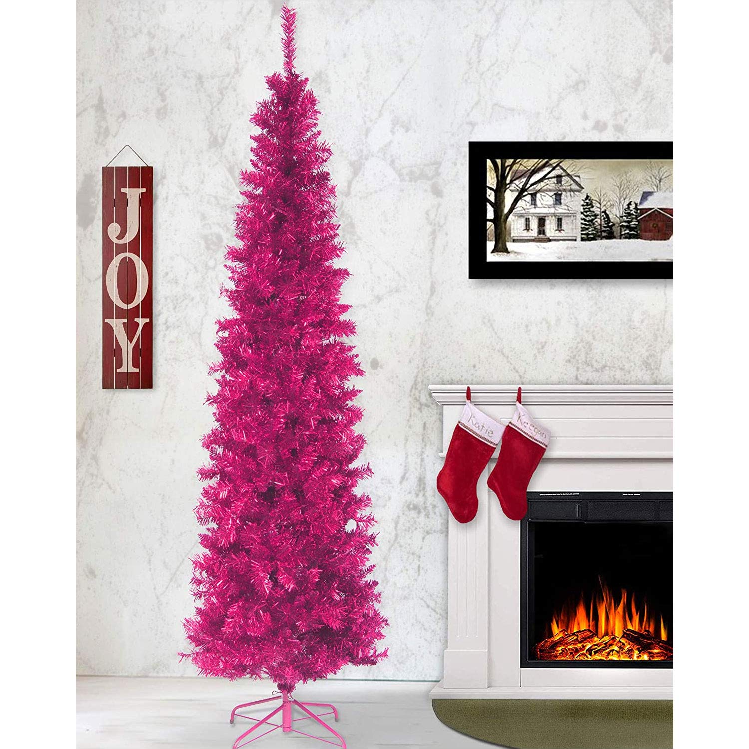 National Tree Company Artificial Christmas Tree, Purple Tinsel, Includes Stand, 6 feet