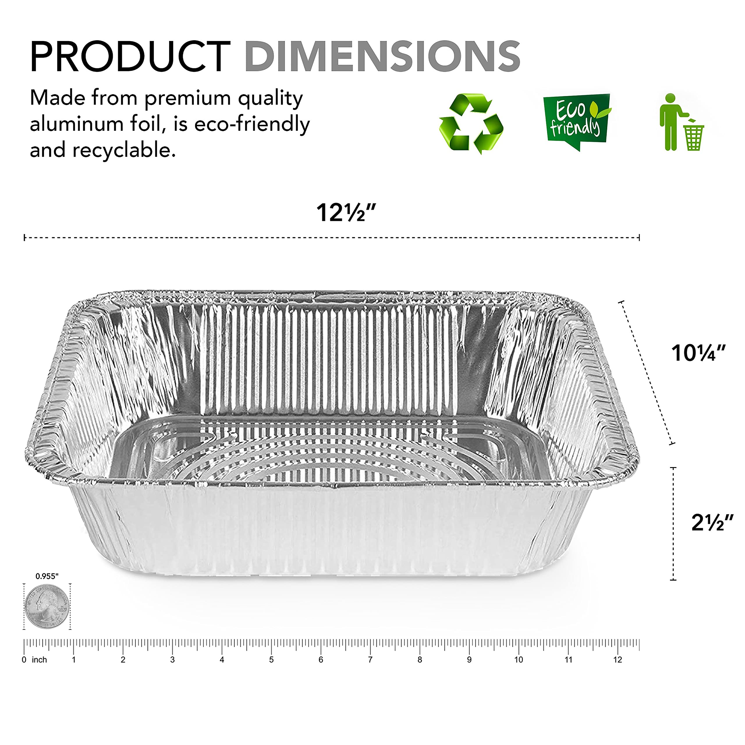 Aluminum Pans 9x13 Disposable Foil (30 Pack) - Half Size Steam Table Deep Pans - Tin Pans Great for Cooking, Heating, Storing, Prepping Food