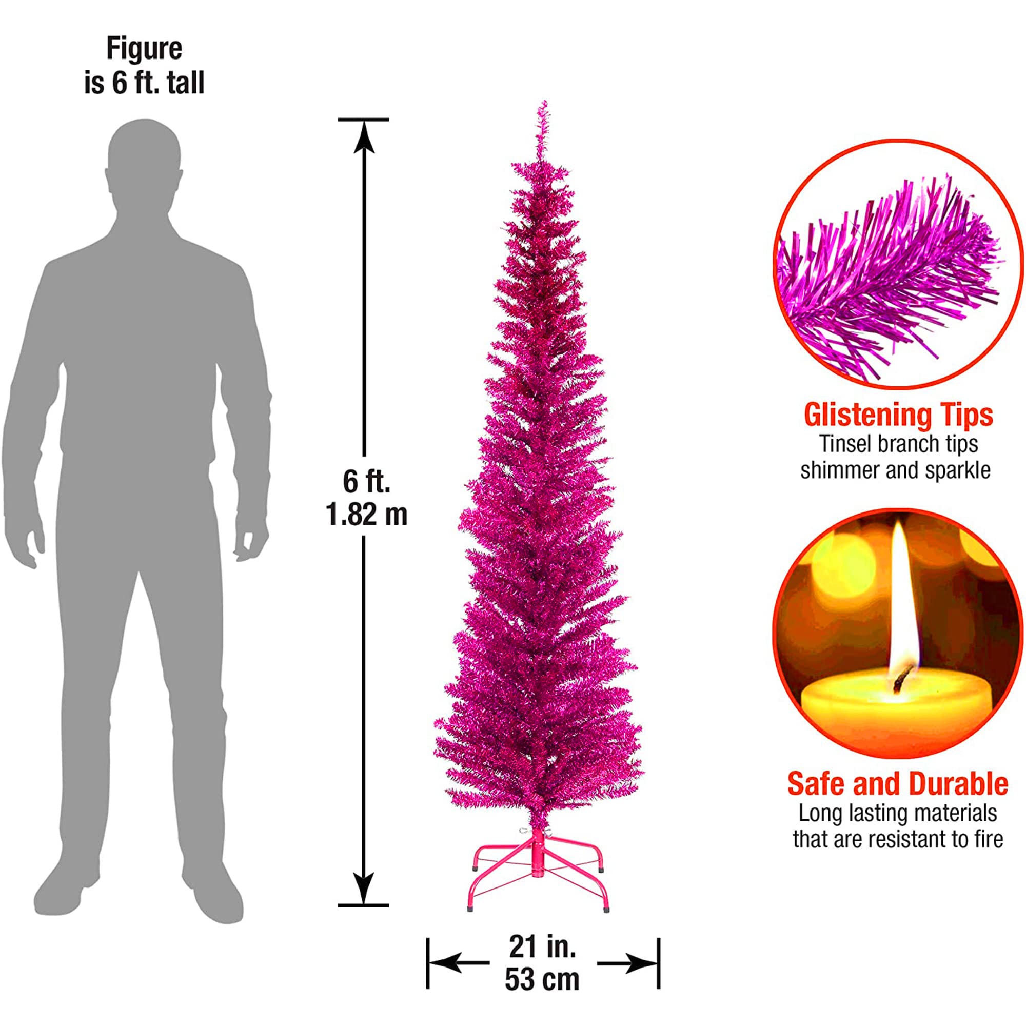 National Tree Company Artificial Christmas Tree, Purple Tinsel, Includes Stand, 6 feet